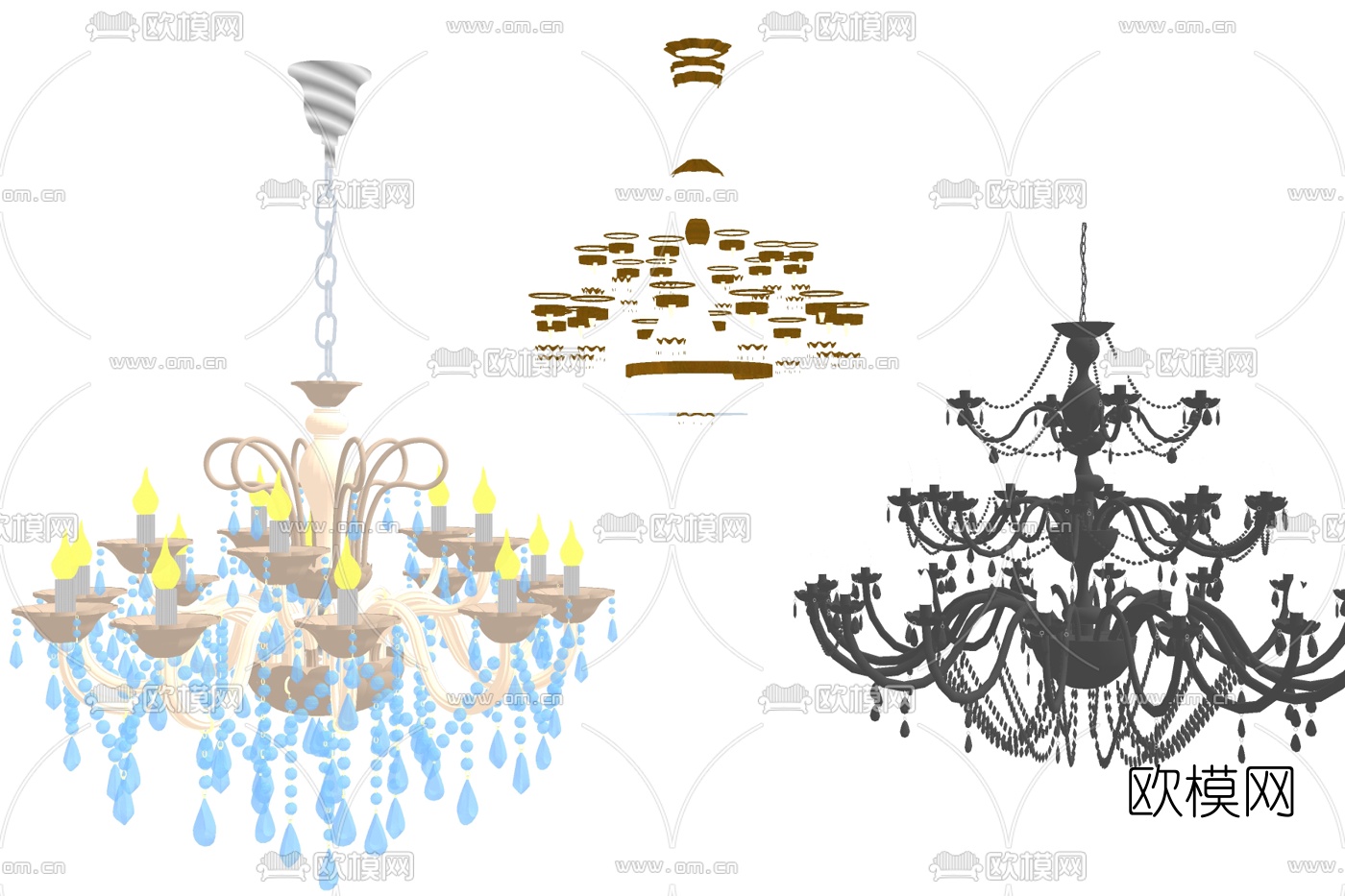 欧式吊灯su模型下载
