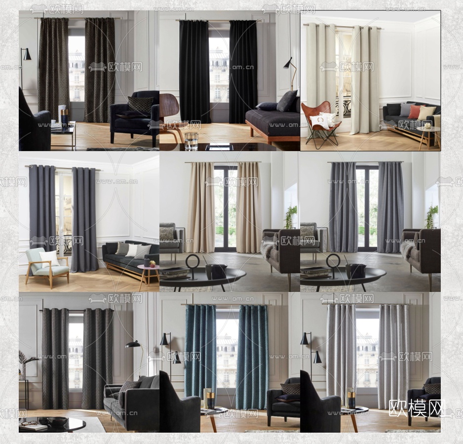 北欧窗帘su模型下载（渲染图1）