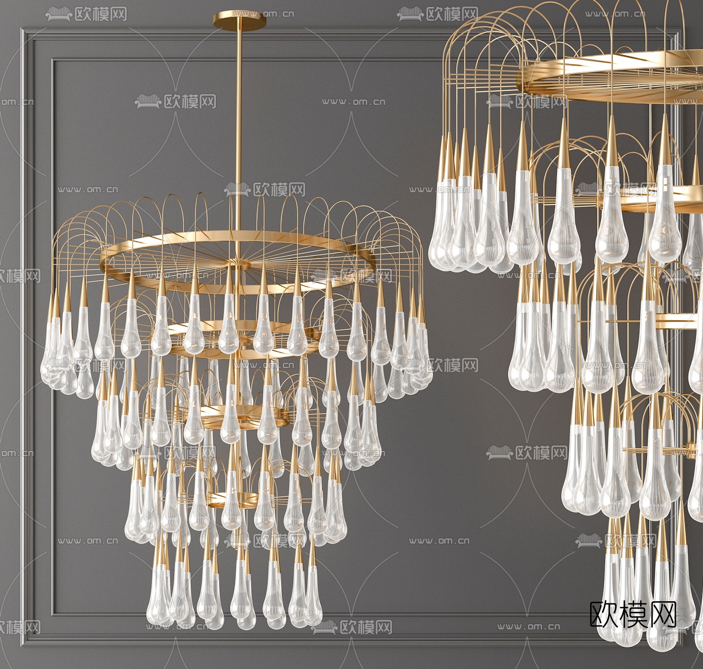 现代多层水晶吊灯3d模型下载