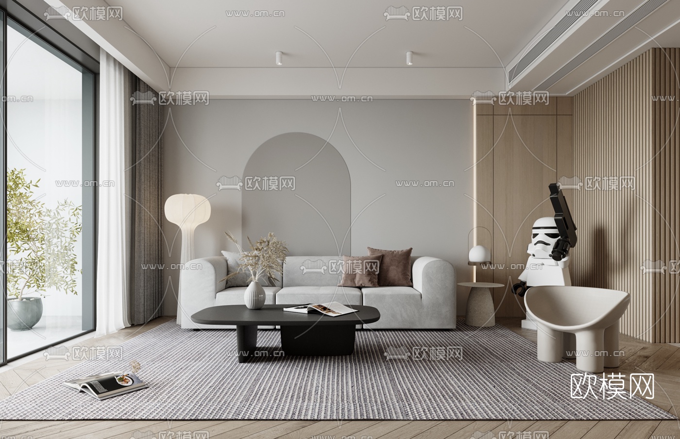 现代布艺沙发组合3d模型