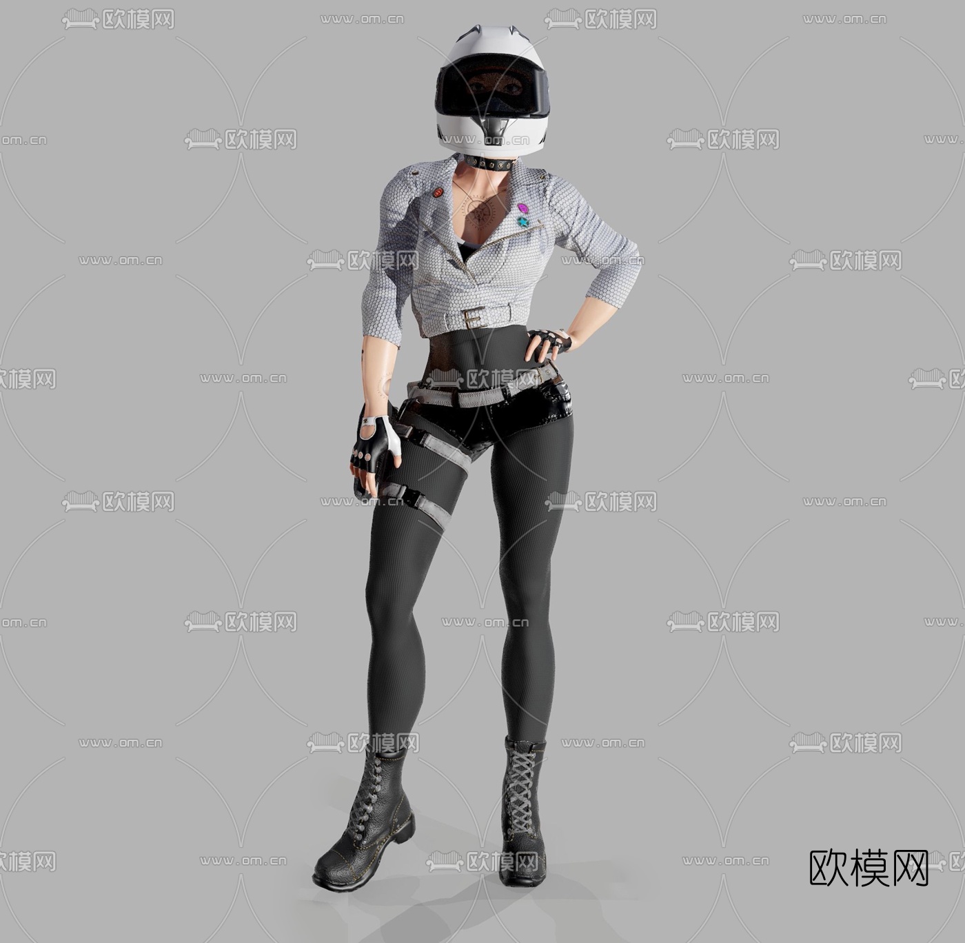 现代机车美女人物3d模型