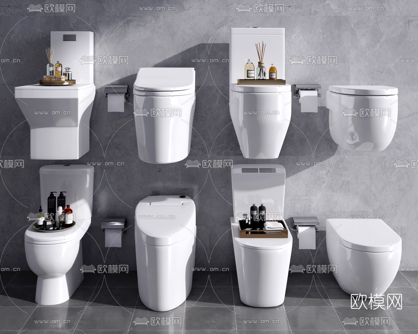 现代马桶坐便器3d模型下载