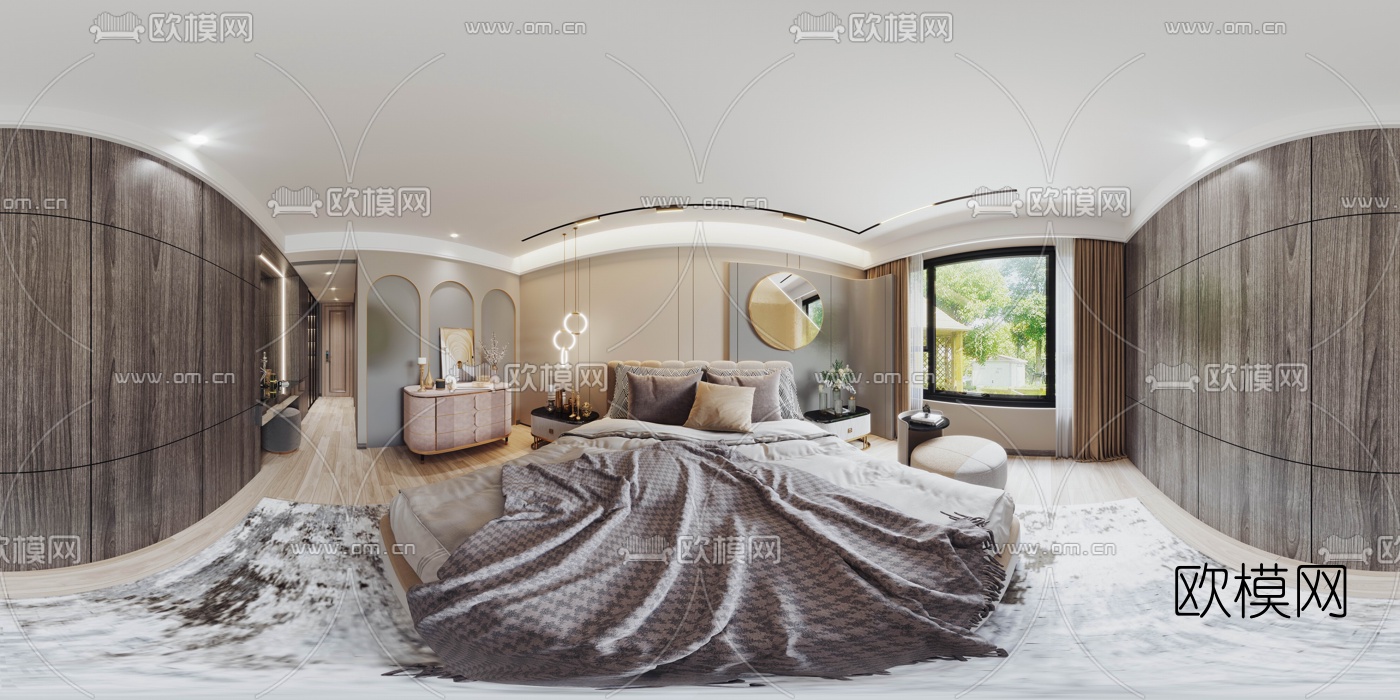 现代轻奢卧室主人房cr全景3d模型