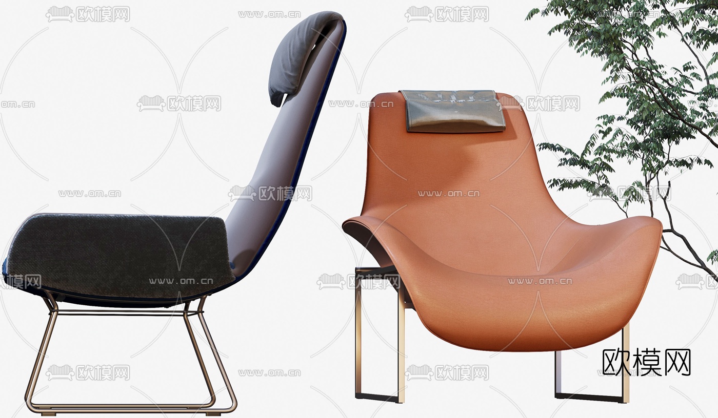 现代高背休闲椅躺椅3d模型下载（渲染图4）