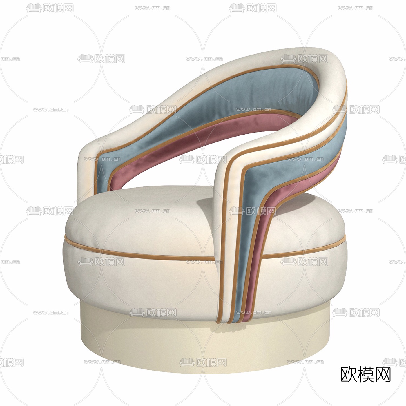 现代绒布凳子3d模型下载（渲染图2）