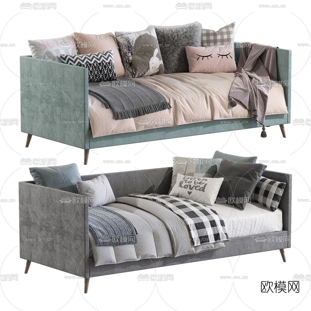 北欧布艺休闲沙发3d模型下载
