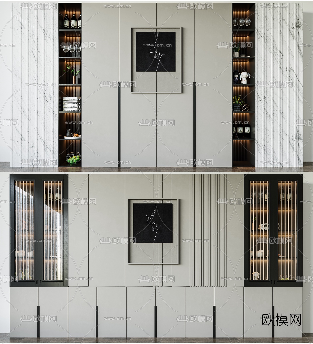 现代多功能酒柜3d模型下载