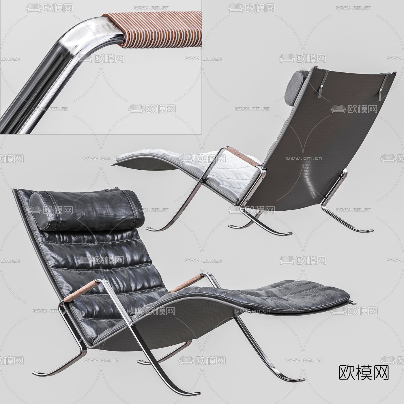 现代皮革躺椅3d模型