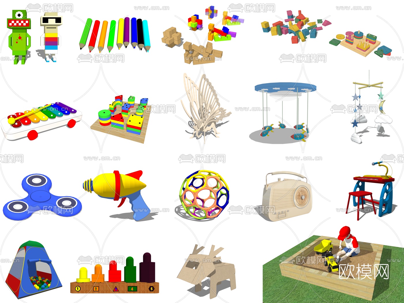 现代儿童玩具积木su模型下载（渲染图4）