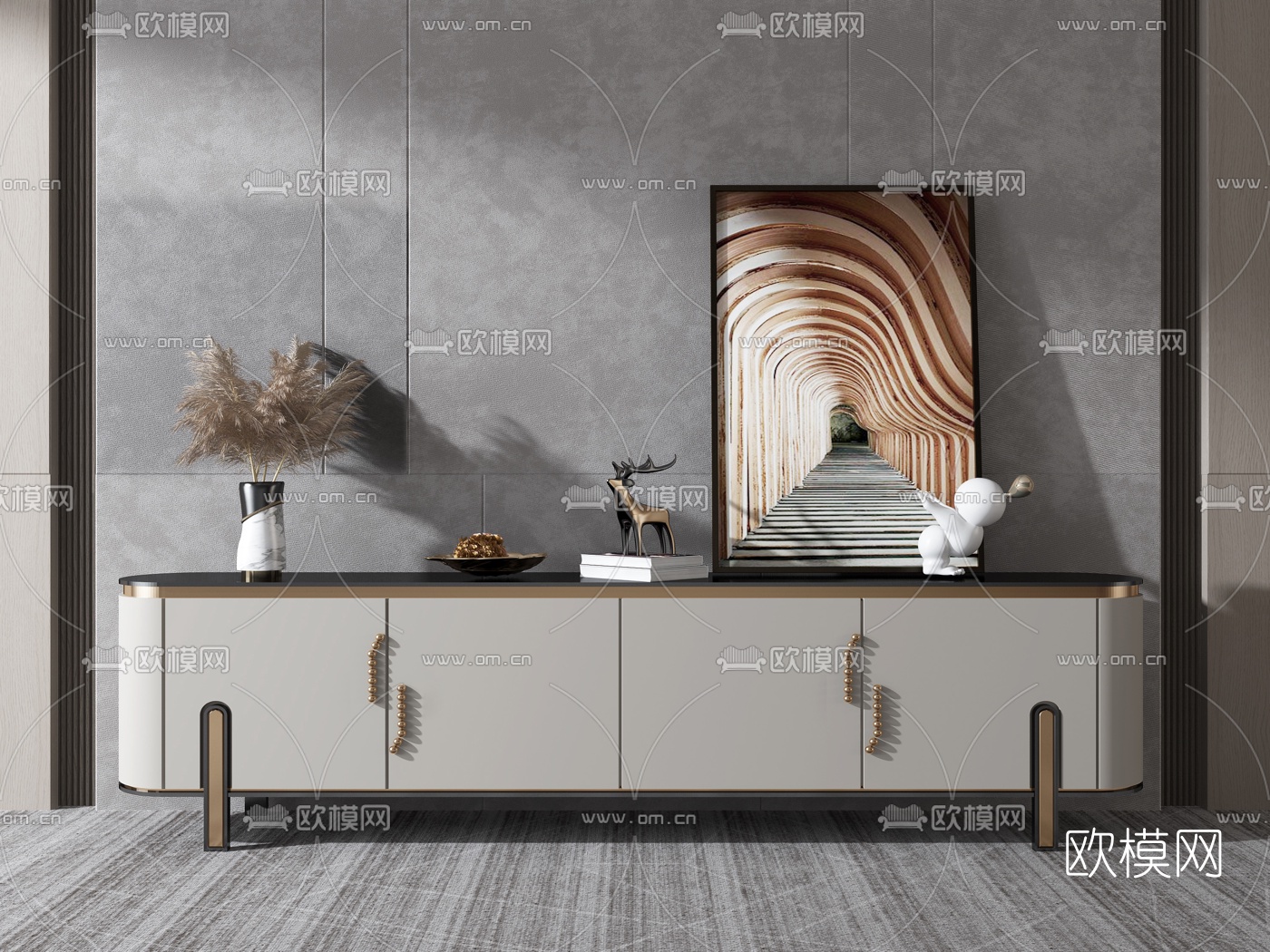 现代轻奢电视柜3d模型下载