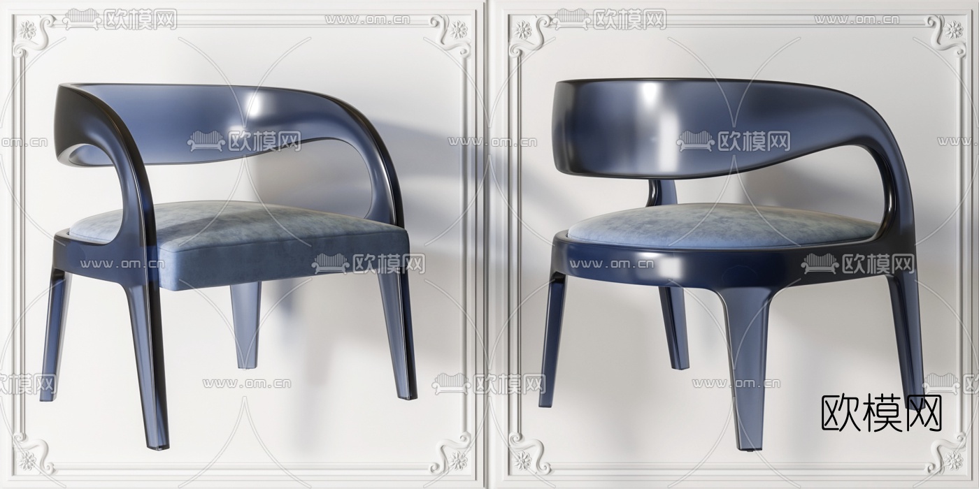 后现代亚克力休闲椅3d模型下载（渲染图2）