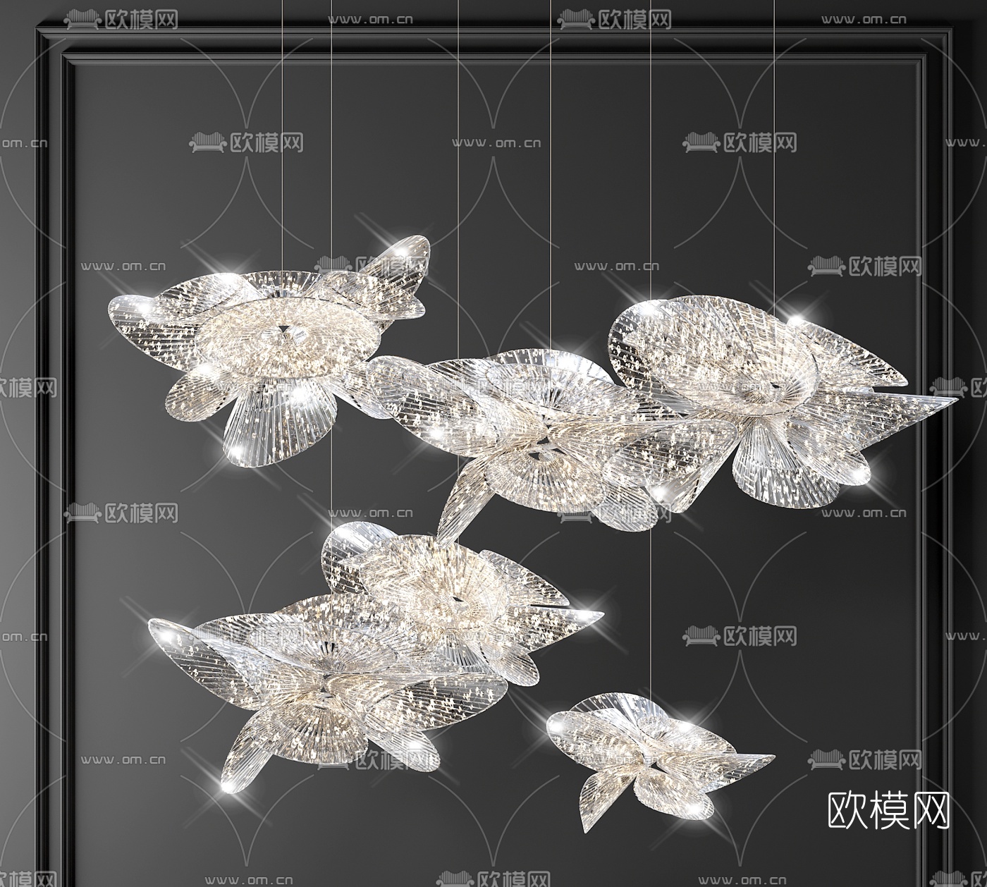 现代轻奢水晶装饰吊灯3d模型