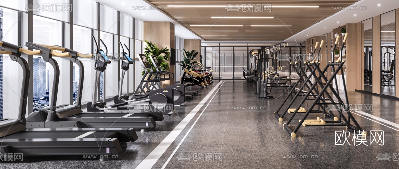 现代健身房3d模型下载（渲染图2）