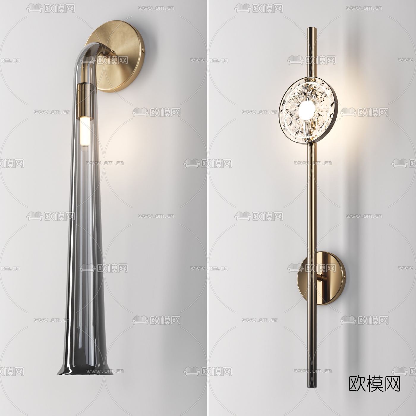 现代金属壁灯3d模型下载（渲染图3）