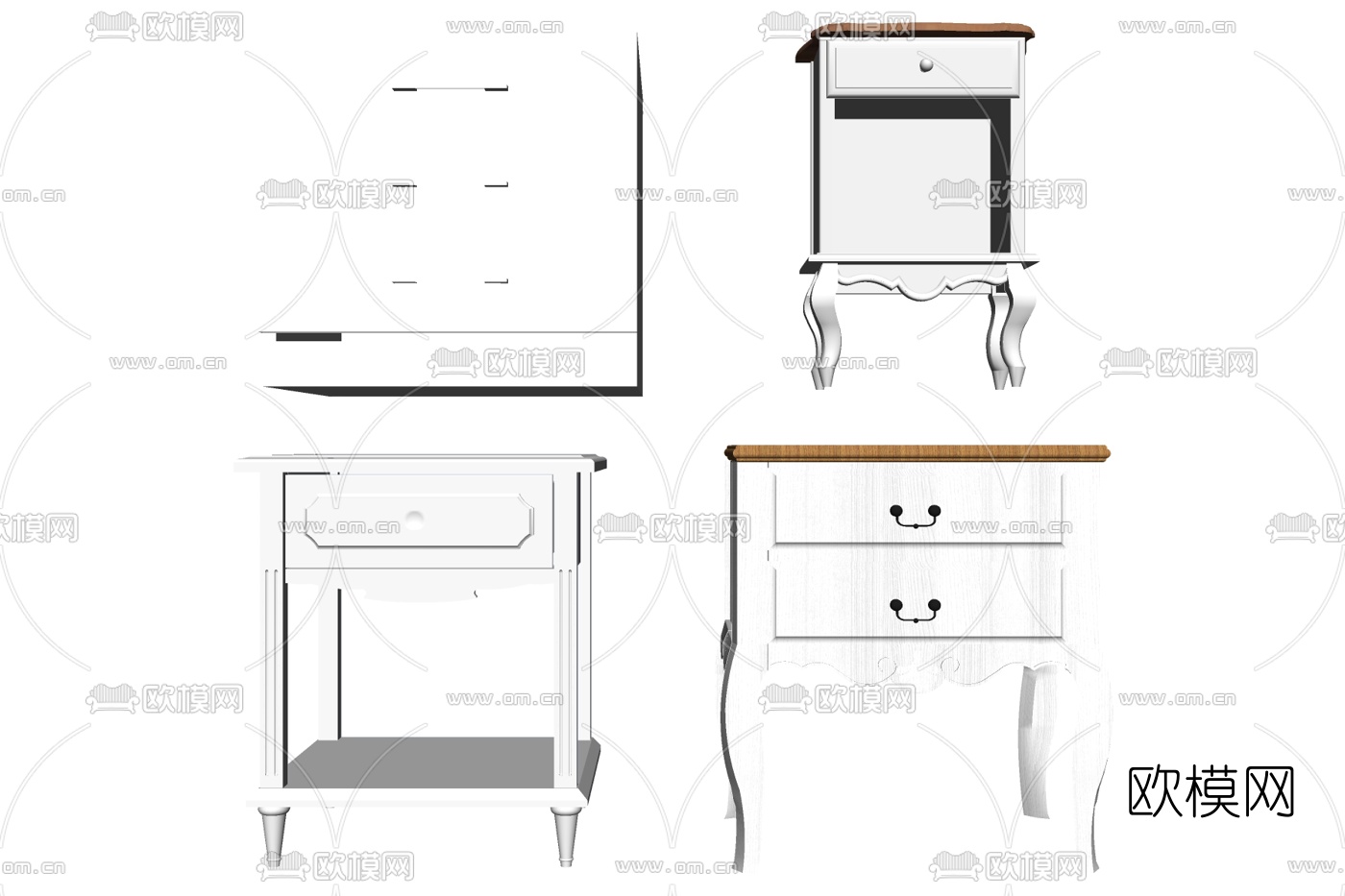 现代床头柜su模型下载
