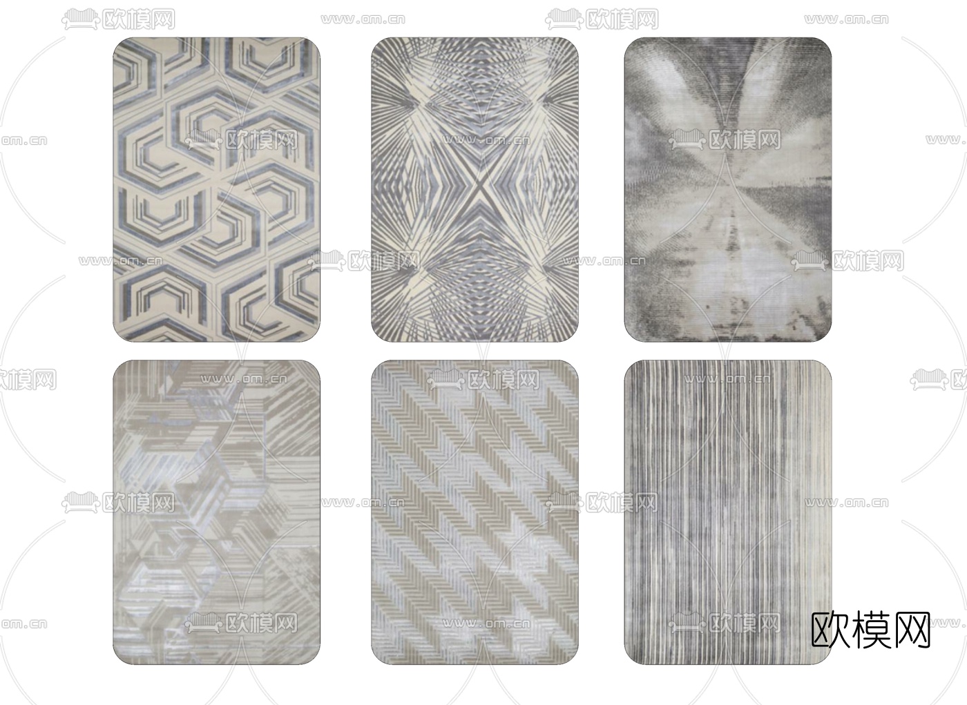 现代布艺地毯su模型下载