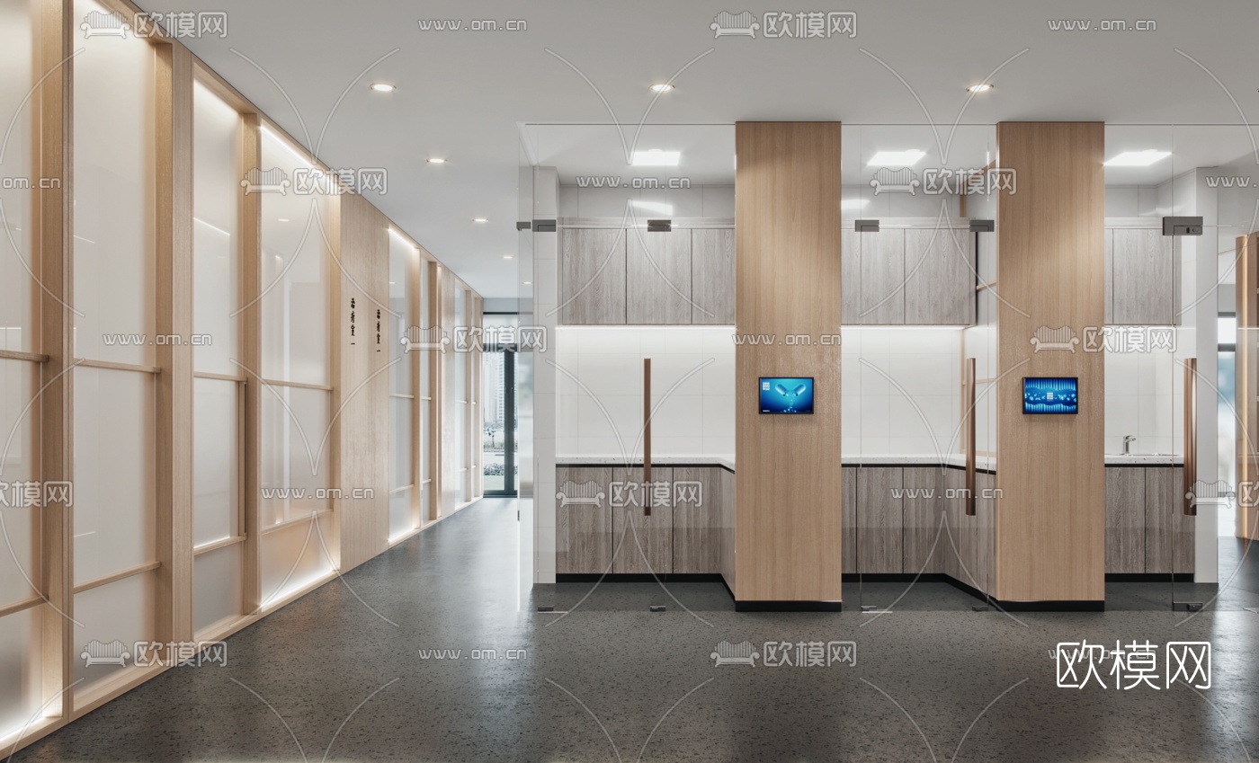 日式牙科医院诊室走廊3d模型下载（渲染图2）