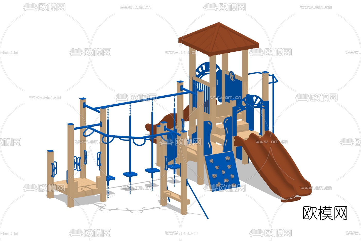 北欧儿童滑梯su模型下载