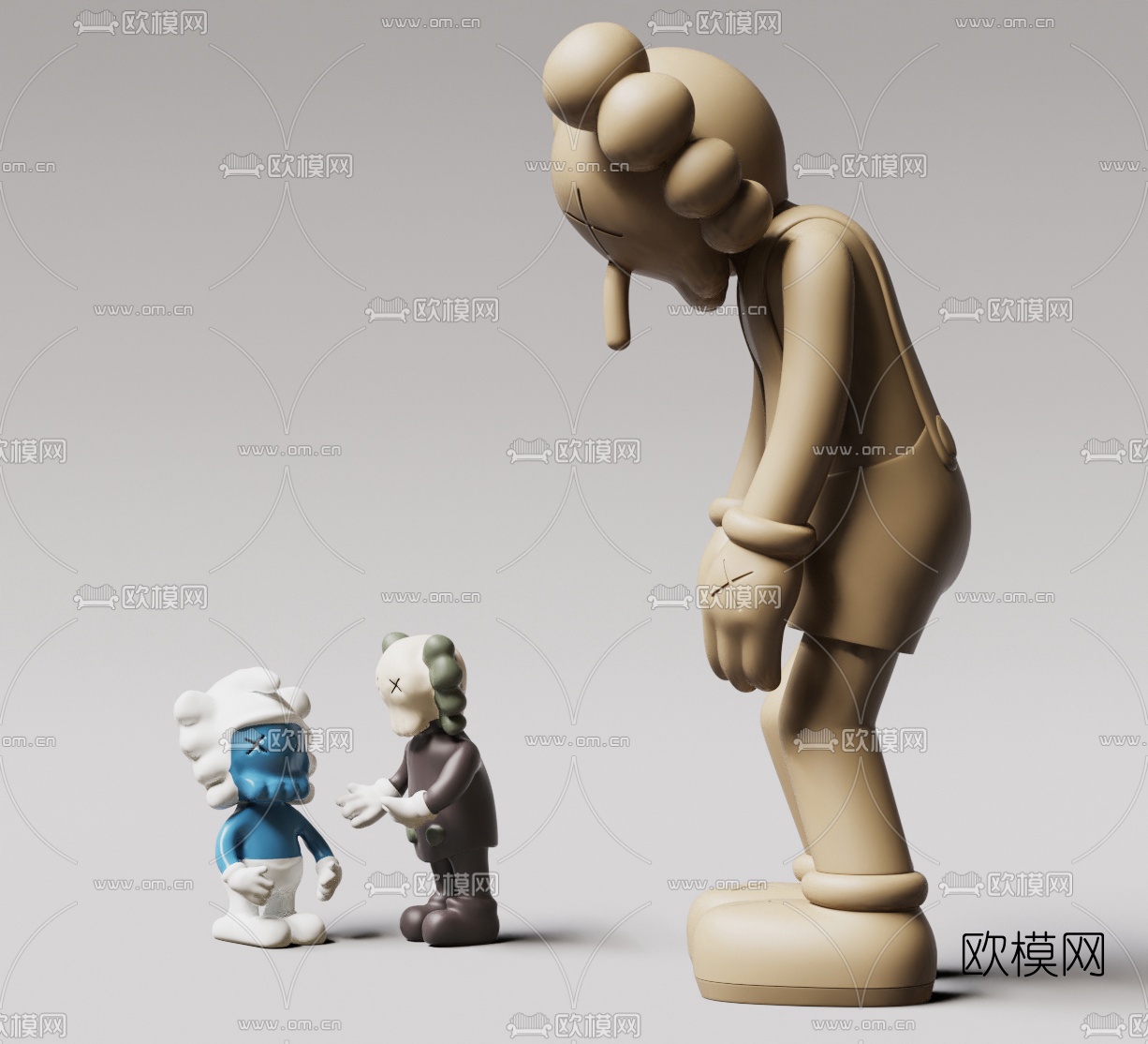 现代KAWS公仔玩具3d模型