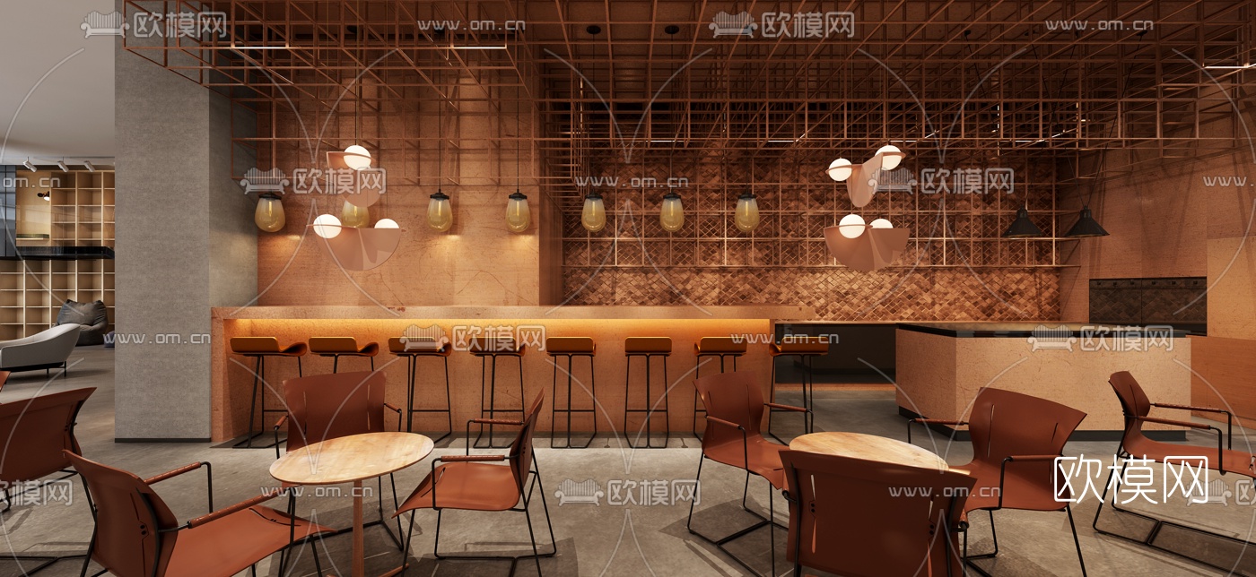 现代酒店大堂休闲区3d模型