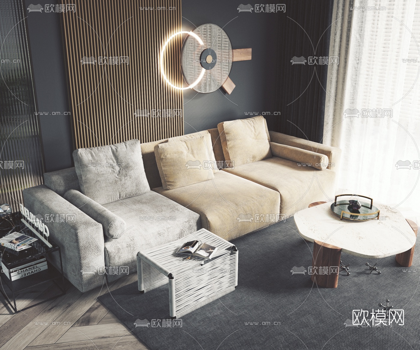 现代沙发茶几组合3d模型