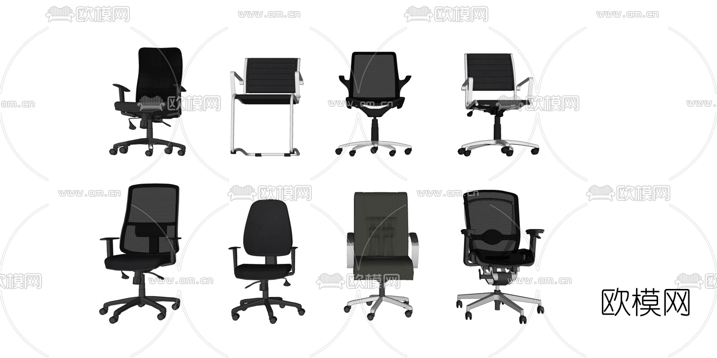 现代网布办公椅su模型下载（渲染图1）