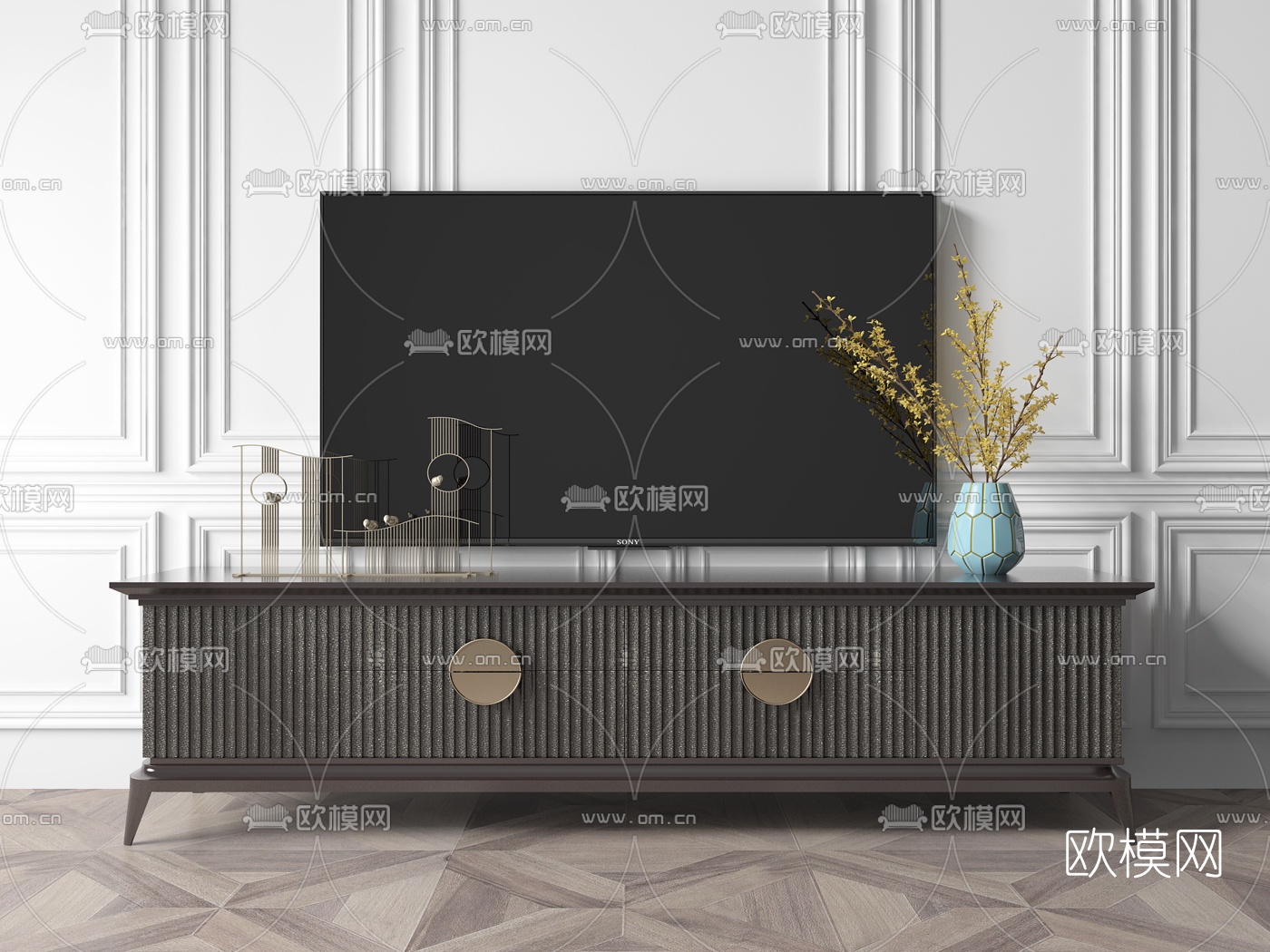 新中式电视柜3d模型