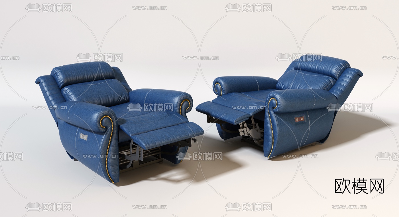 现代皮革电动躺椅3d模型