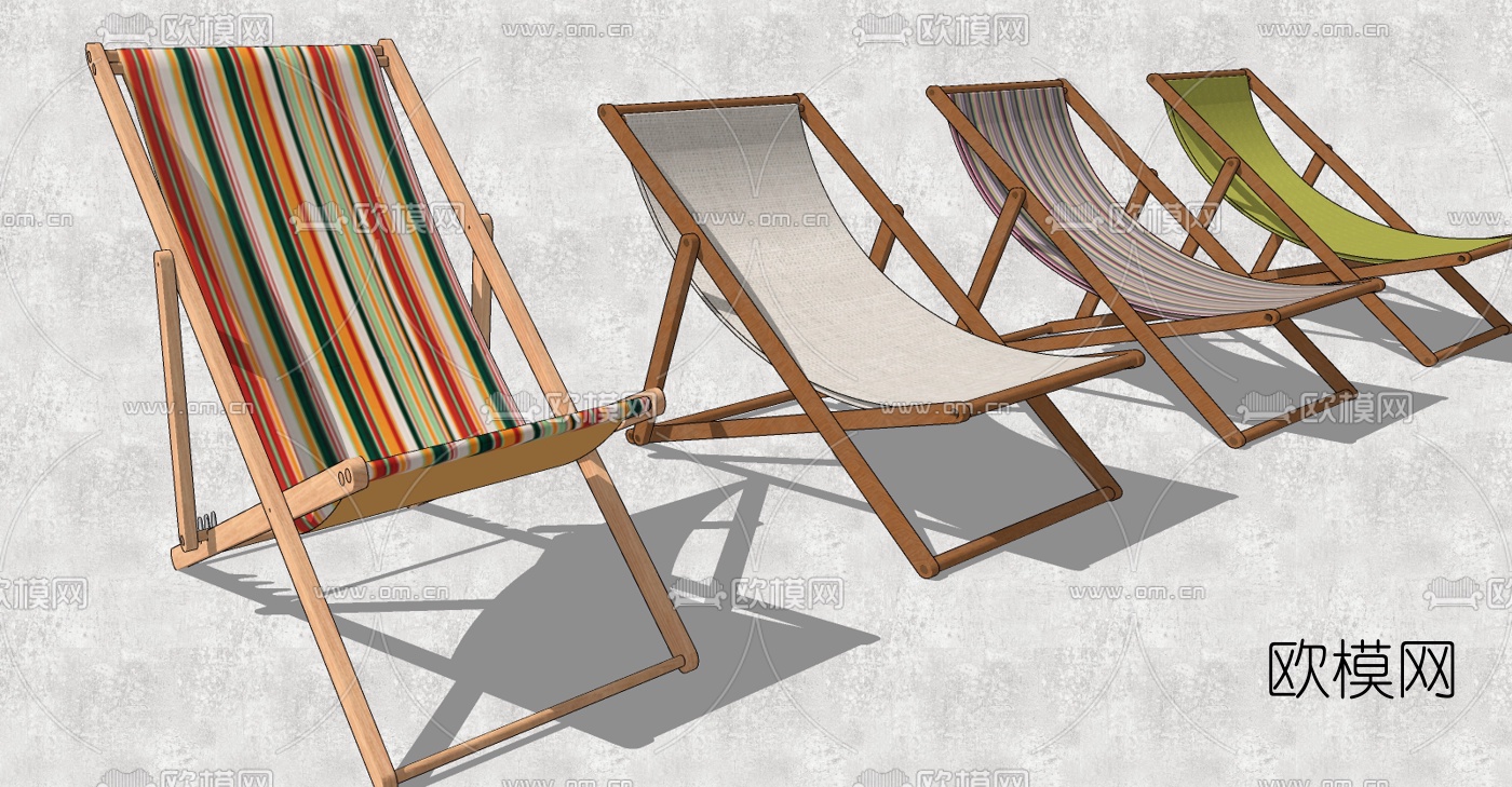 现代户外休闲沙滩椅su模型下载（渲染图2）