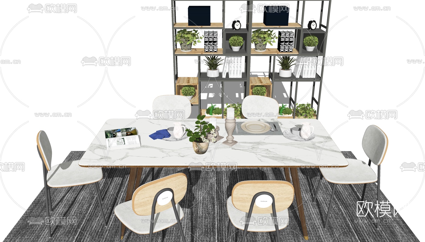 现代餐桌椅su模型