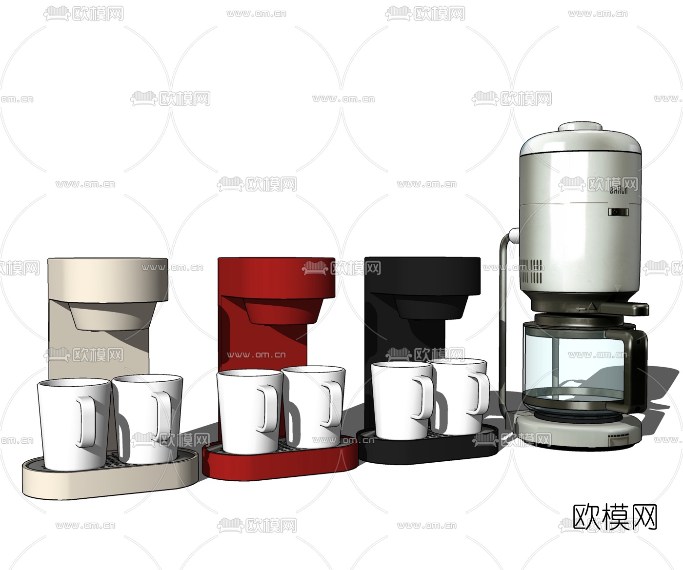 北欧咖啡机su模型下载