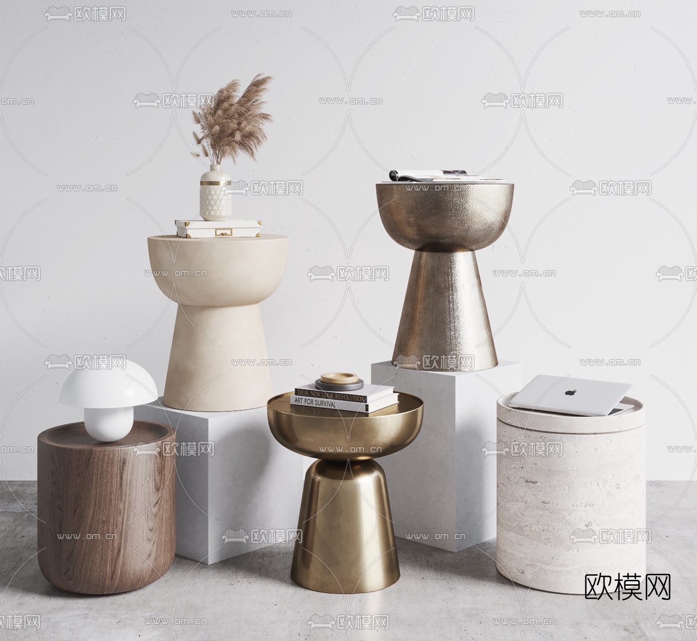 现代边几圆几3d模型下载