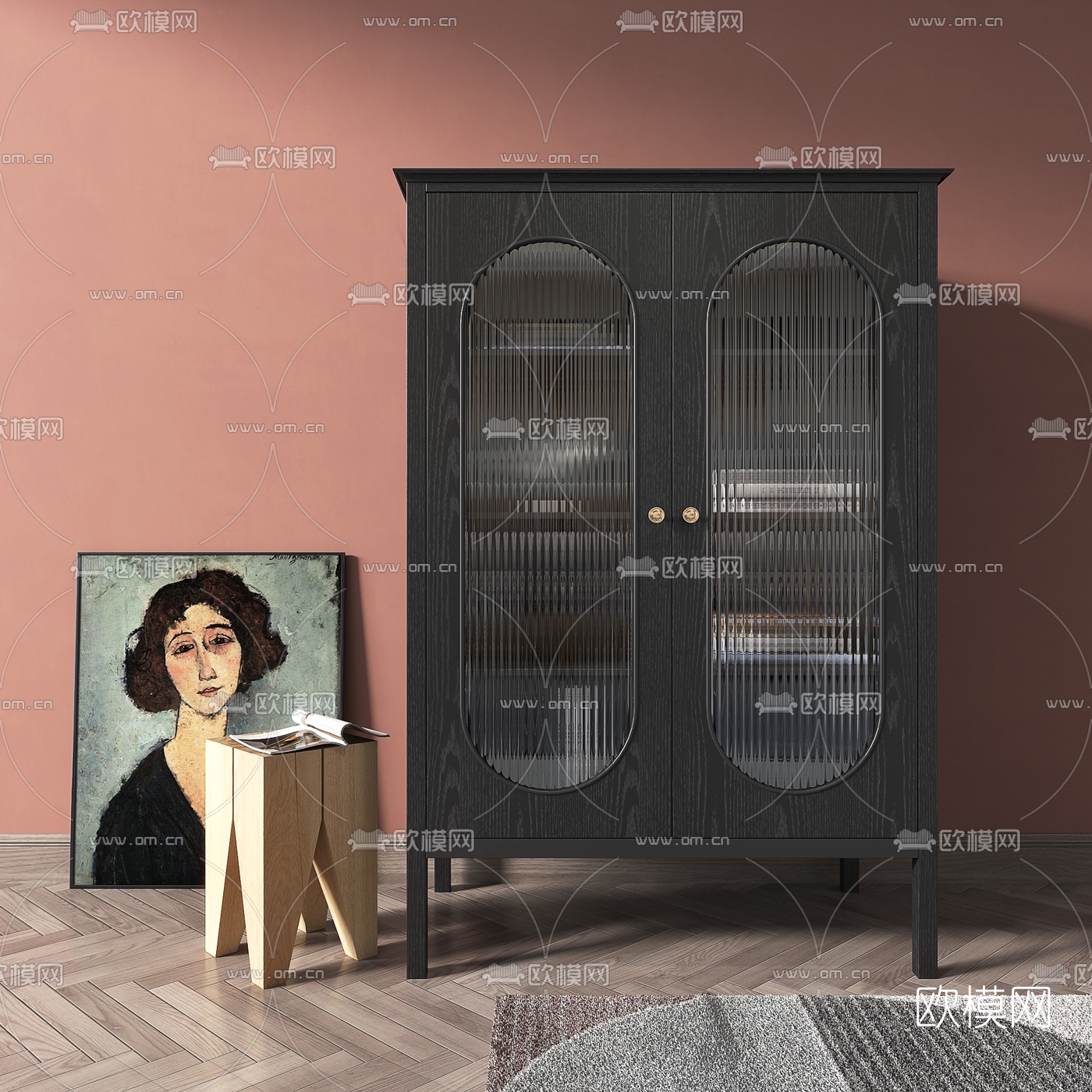 北欧时尚储物柜3d模型下载