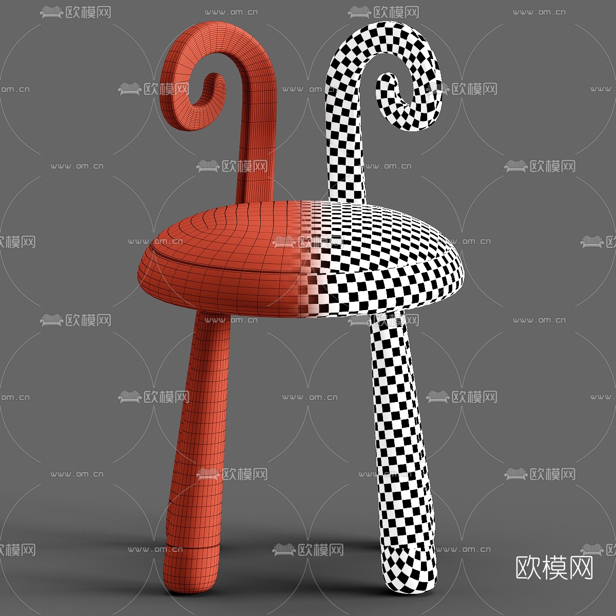 现代实木儿童椅3d模型下载（渲染图3）