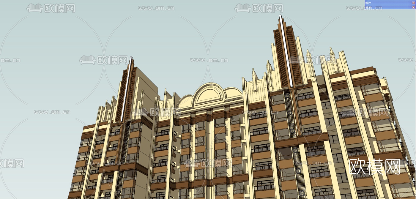 新古典超高层公寓楼su模型下载（渲染图7）