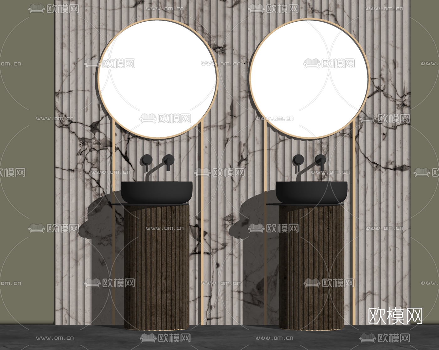 现代洗手台 su模型下载（渲染图2）