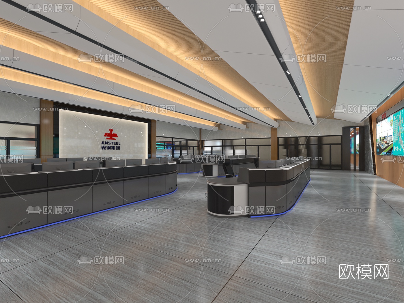 现代数据监控室免费3d模型下载（渲染图2）