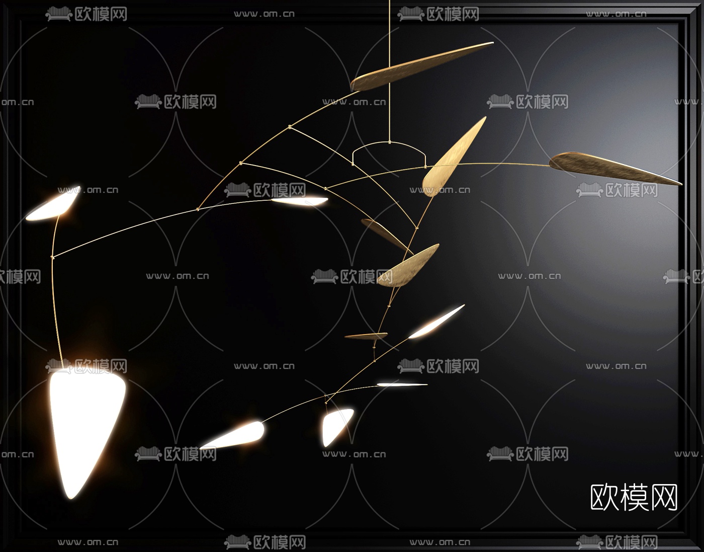 现代叶片花瓣装饰吊灯3d模型