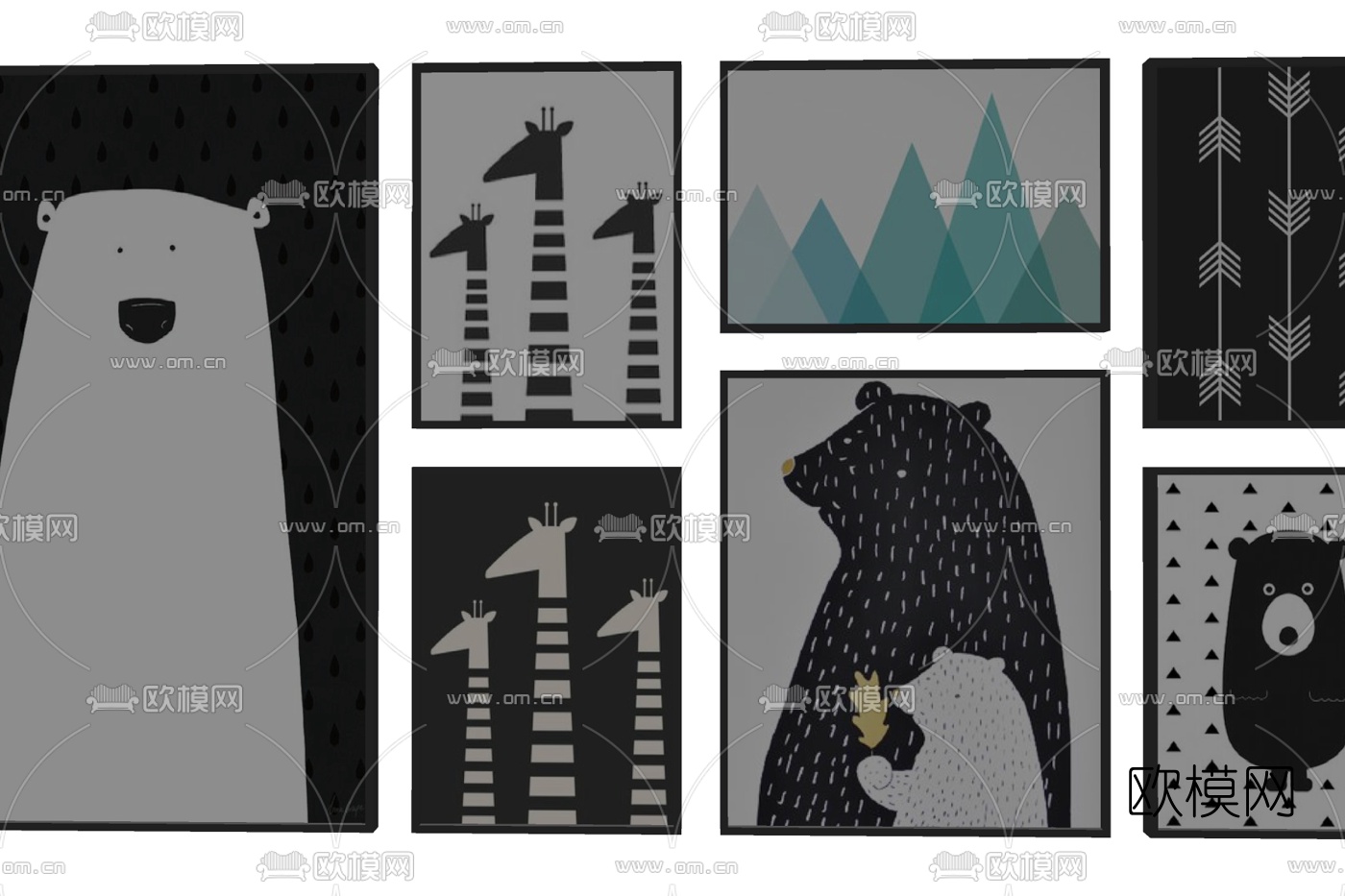 现代装饰挂画su模型下载