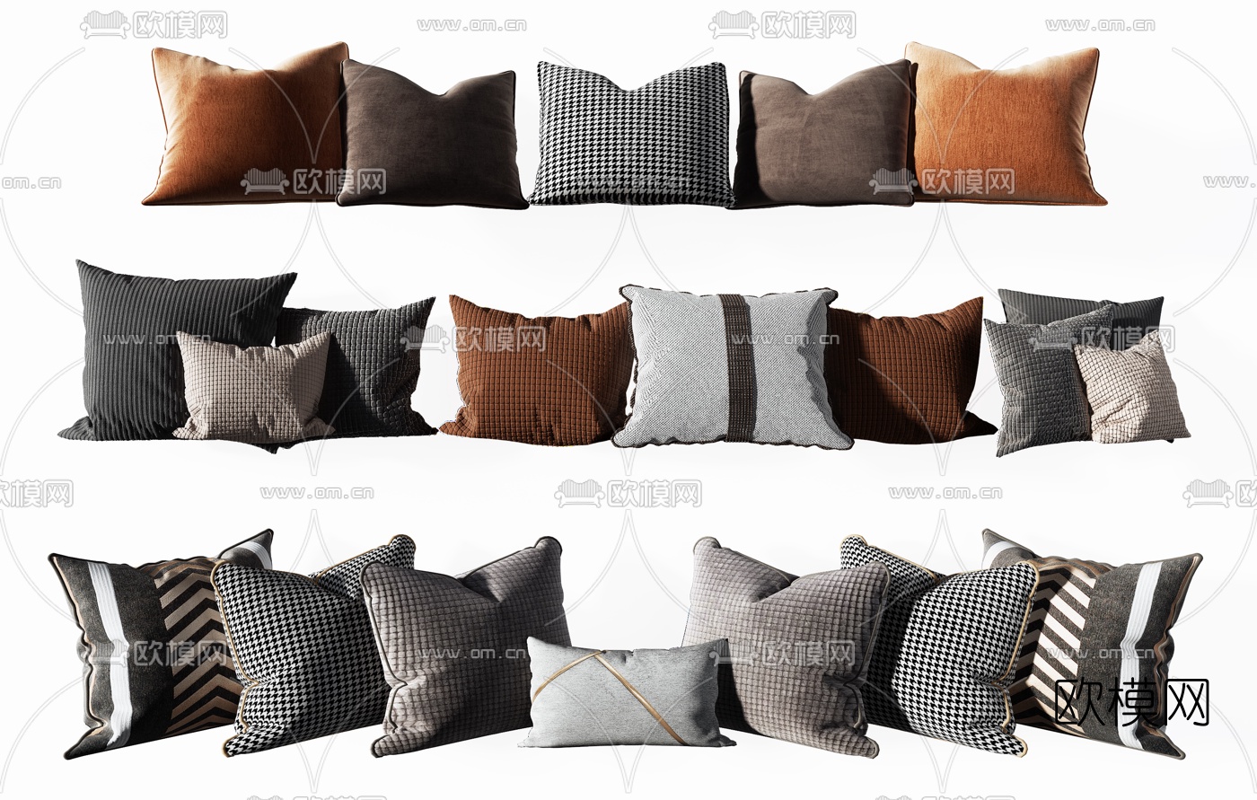 现代布艺抱枕3d模型下载
