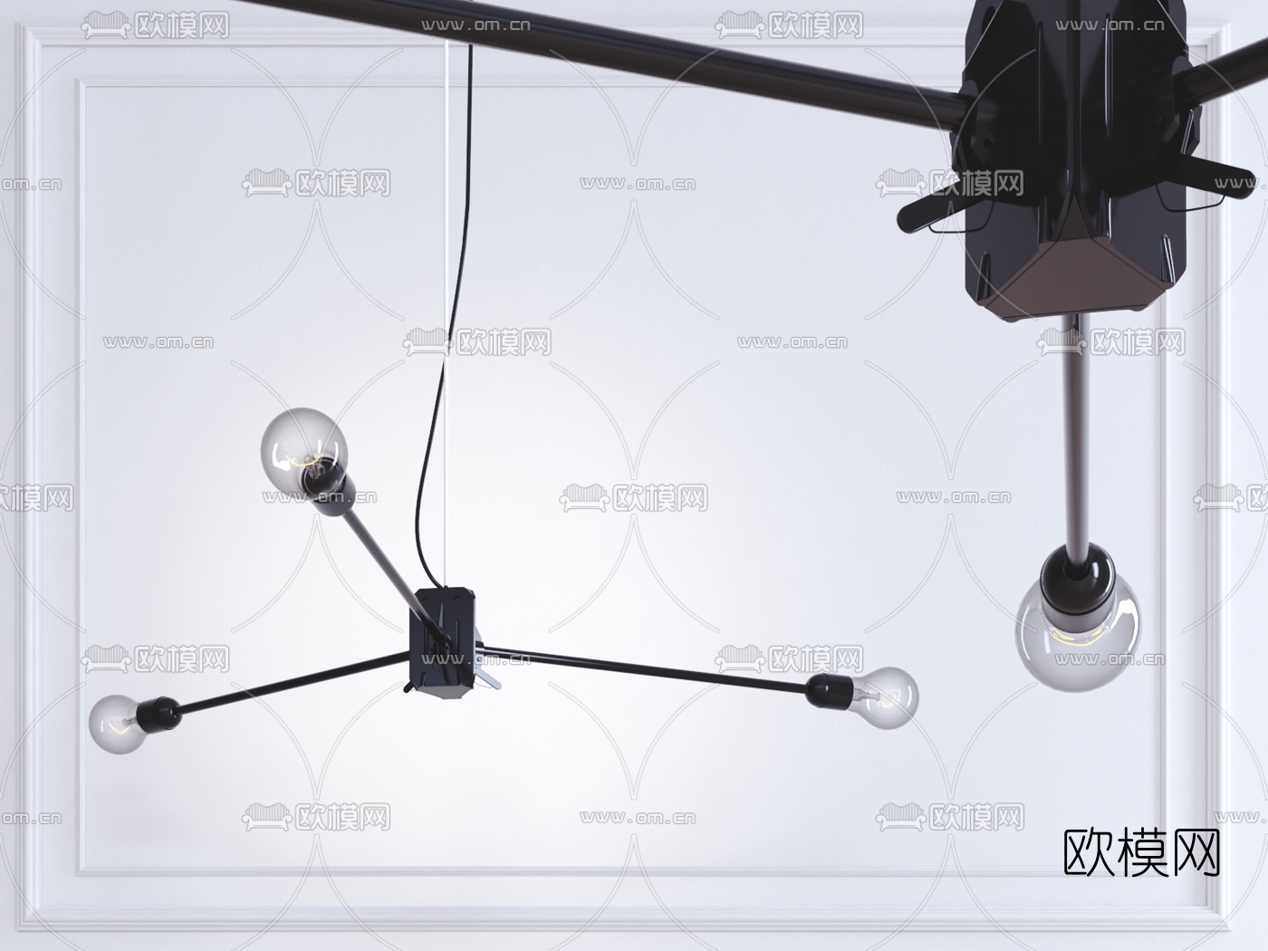 工业风灯泡吊灯3d模型下载