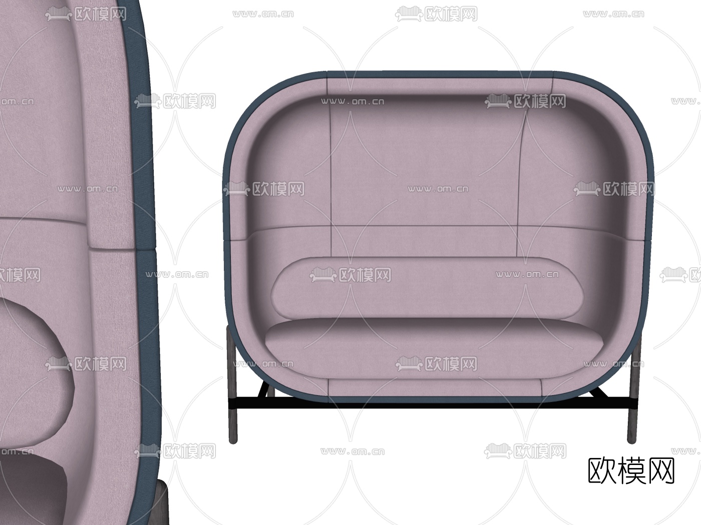 现代布艺休闲沙发su模型下载（渲染图2）