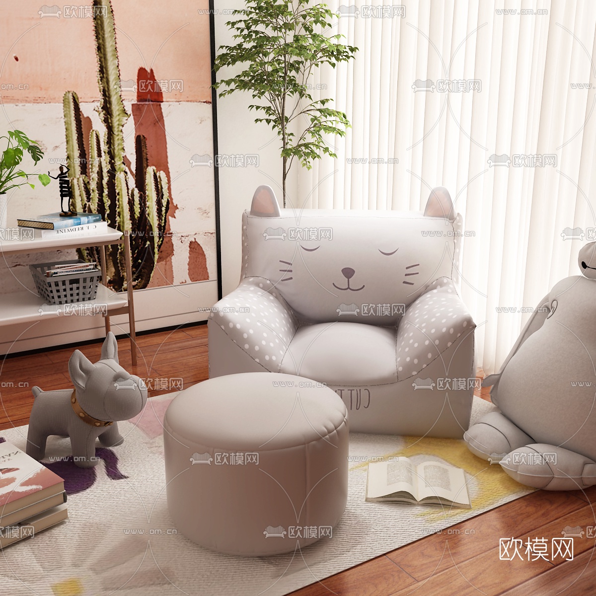北欧布艺儿童沙发3d模型