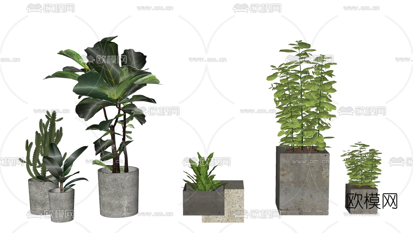 现代盆栽绿植susu模型