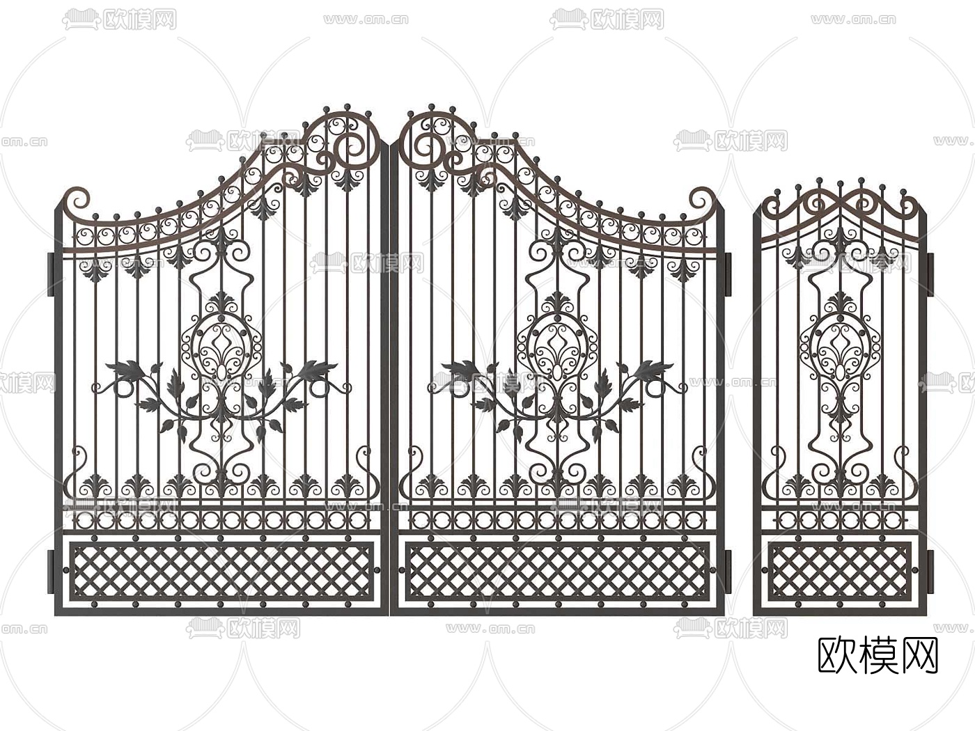 欧式门栏杆组合3d模型下载