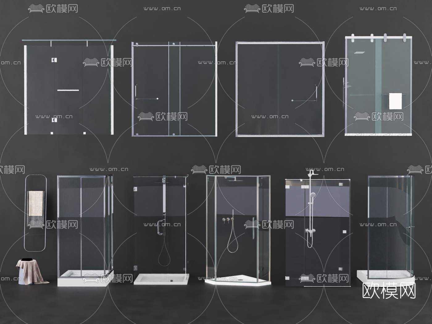 现代淋浴房淋浴间su模型下载（渲染图1）