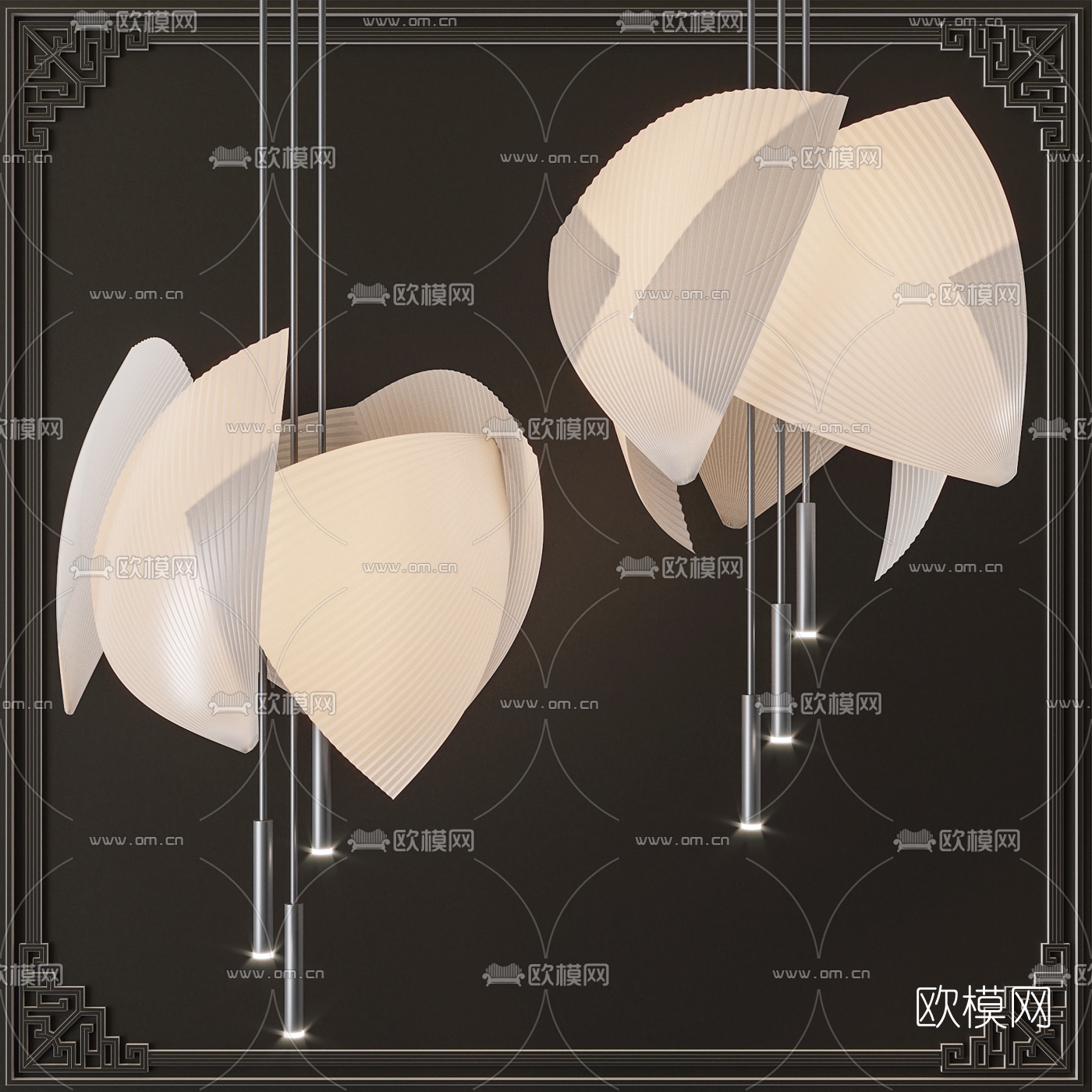 北欧艺术装饰吊灯3d模型下载