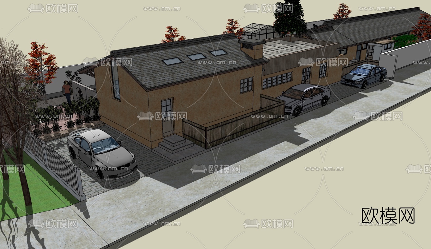 中式古建民房su模型下载（渲染图5）