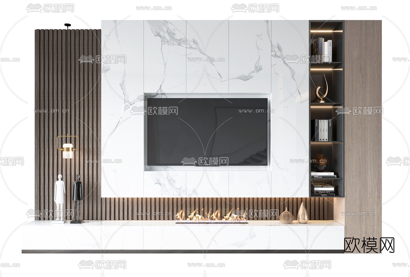 现代电视背景墙3d模型
