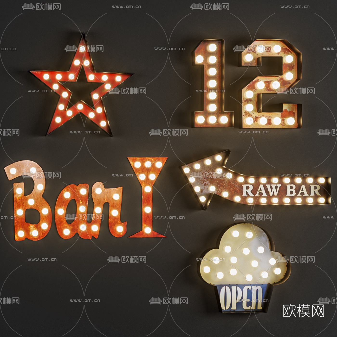 工业风酒吧装饰壁灯3d模型下载